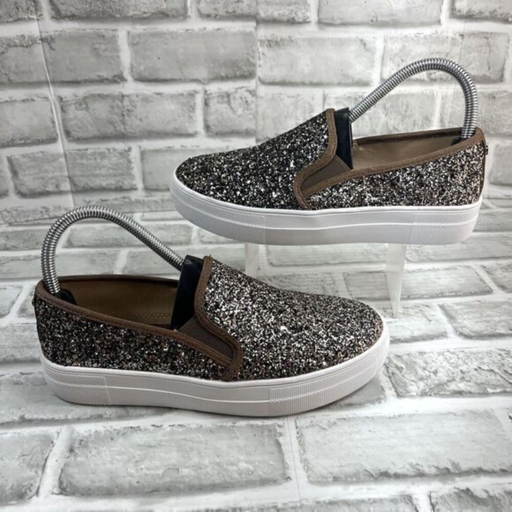 Feversole Women's 37.5- 7 US Glitter Brown Slip-On Casual Lifestyle Sneaker
